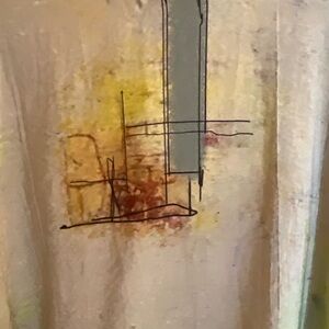 3 Potato Abstract Print soft green yellow tunic/ dress.